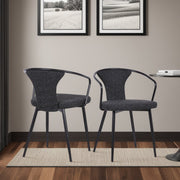 Francis Contemporary Dining Chair in Black Powder Coated Finish and Black Fabric - Furniture City (CA)l