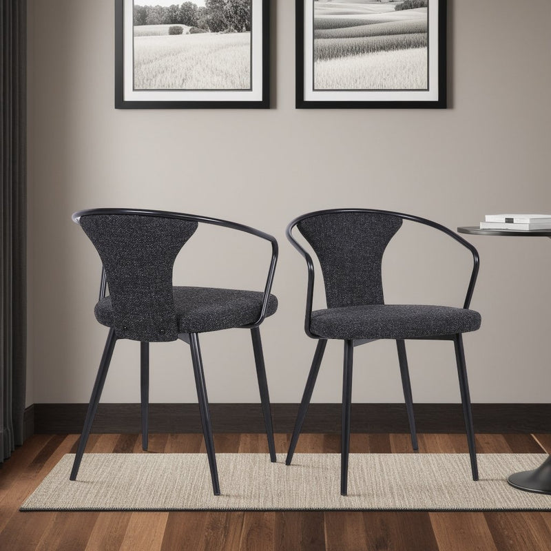 Francis Contemporary Dining Chair in Black Powder Coated Finish and Black Fabric - Furniture City (CA)l