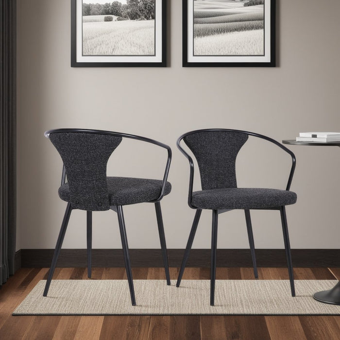 Francis Contemporary Dining Chair in Black Powder Coated Finish and Black Fabric