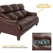 Felicity 84" Zero Gravity Power Reclining Sofa in Chocolate Leather - Furniture City (CA)l