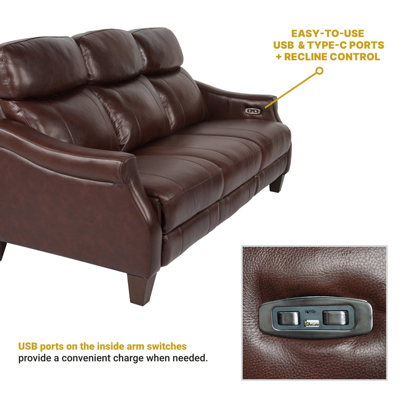 Felicity 84" Zero Gravity Power Reclining Sofa in Chocolate Leather - Furniture City (CA)l