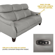 Felicity 84" Zero Gravity Power Reclining Sofa in Silver Leather - Furniture City (CA)l