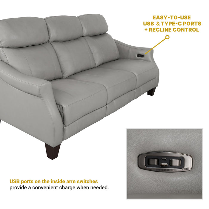 Felicity 84" Zero Gravity Power Reclining Sofa in Silver Leather