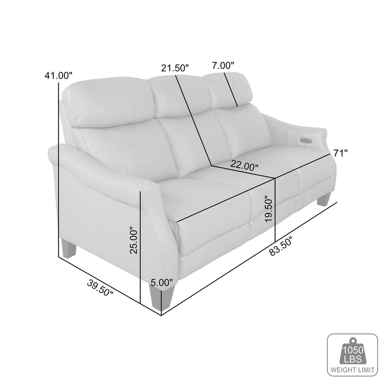 Felicity 84" Zero Gravity Power Reclining Sofa in Silver Leather - Furniture City (CA)l