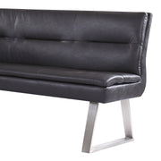 Fenton Contemporary Corner Nook in Brushed Stainless Steel Finish with Gray Faux Leather - Furniture City (CA)l
