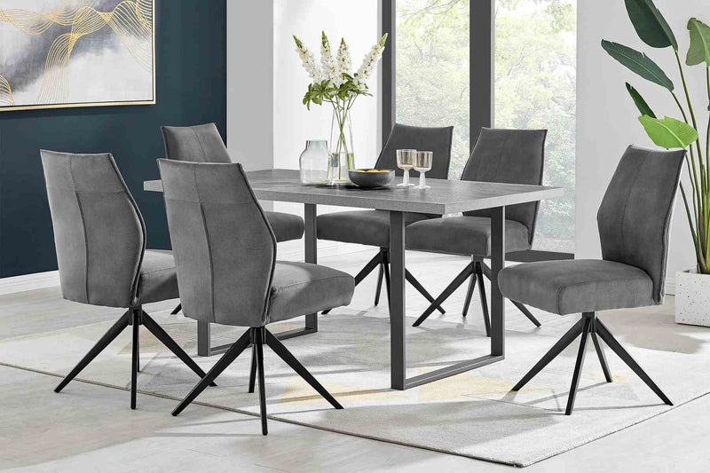 Fenton Dining Table with Gray Top and Black Base - Furniture City (CA)l