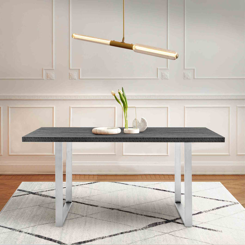 Fenton Dining Table with Charcoal Top and Brushed Stainless Steel Base - Furniture City (CA)l