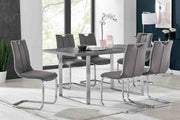 Fenton Dining Table with Gray Top and Brushed Stainless Steel Base - Furniture City (CA)l