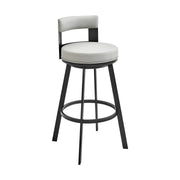 Flynn 26" Swivel Counter Stool in Black Metal with Light Gray Faux Leather - Furniture City (CA)l