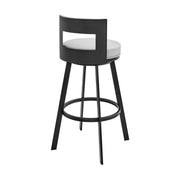 Flynn 26" Swivel Counter Stool in Black Metal with Light Gray Faux Leather - Furniture City (CA)l