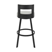 Flynn 26" Swivel Counter Stool in Black Metal with Light Gray Faux Leather - Furniture City (CA)l