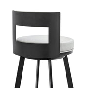 Flynn 26" Swivel Counter Stool in Black Metal with Light Gray Faux Leather - Furniture City (CA)l