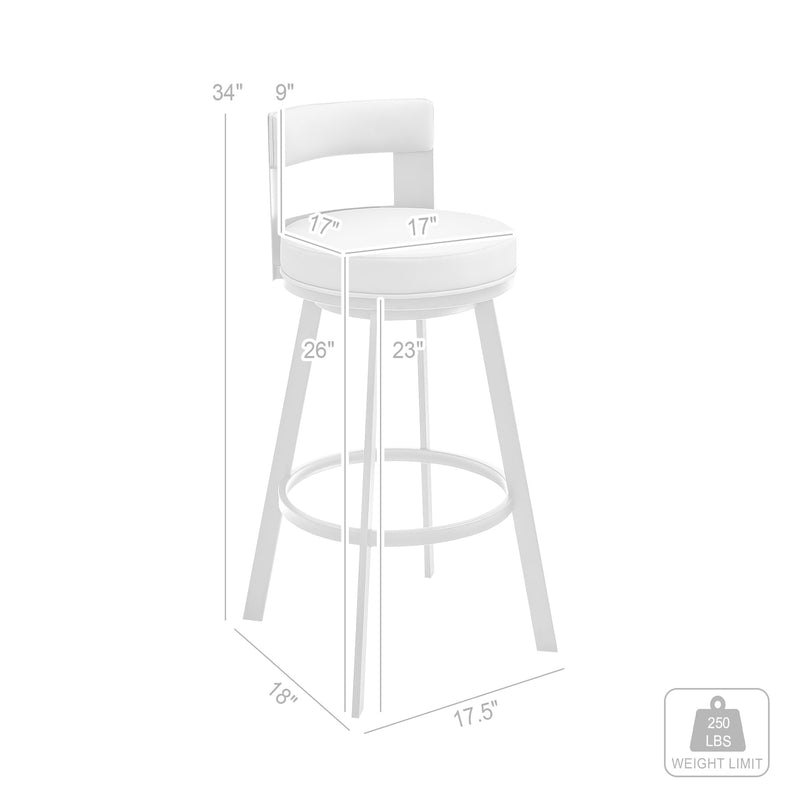 Flynn 26" Swivel Counter Stool in Brushed Stainless Steel with Light Gray Faux Leather - Furniture City (CA)l