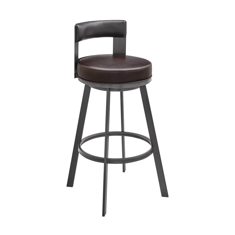 Flynn 26" Swivel Counter Stool in Brown Metal with Brown Faux Leather - Furniture City (CA)l