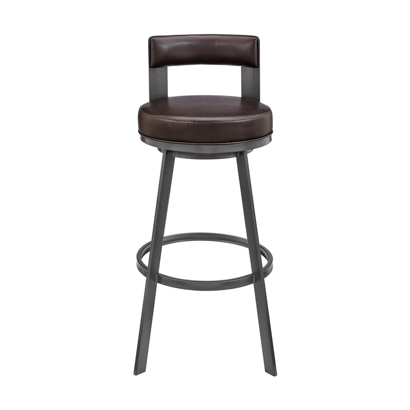 Flynn 26" Swivel Counter Stool in Brown Metal with Brown Faux Leather - Furniture City (CA)l
