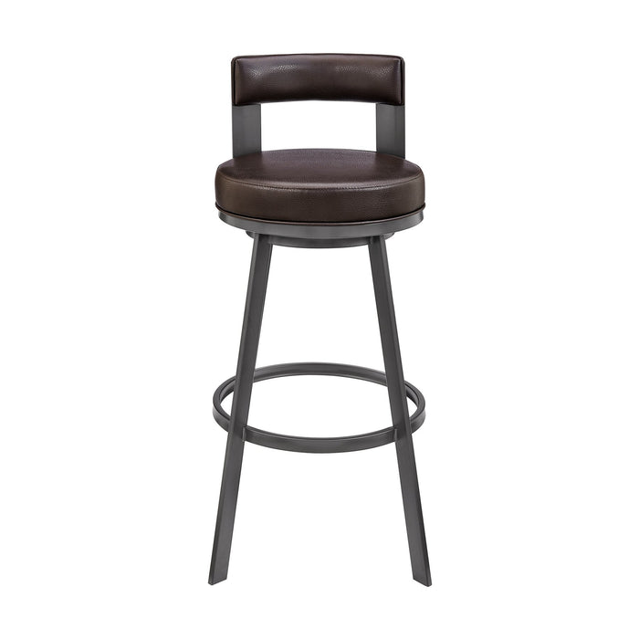 Flynn 26" Swivel Counter Stool in Brown Metal with Brown Faux Leather