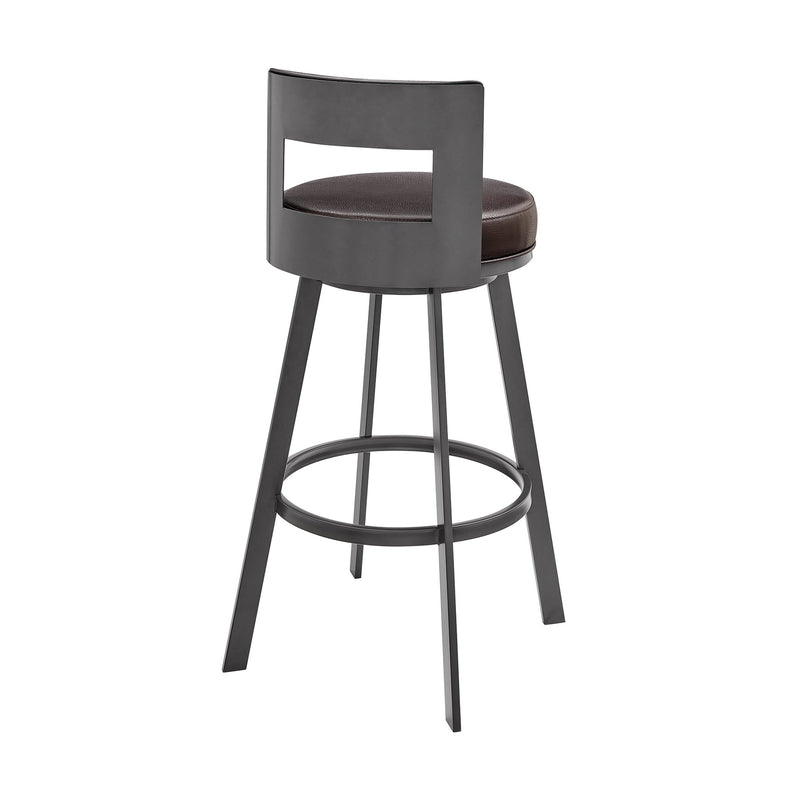 Flynn 26" Swivel Counter Stool in Brown Metal with Brown Faux Leather - Furniture City (CA)l