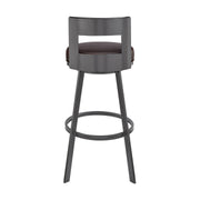 Flynn 26" Swivel Counter Stool in Brown Metal with Brown Faux Leather - Furniture City (CA)l