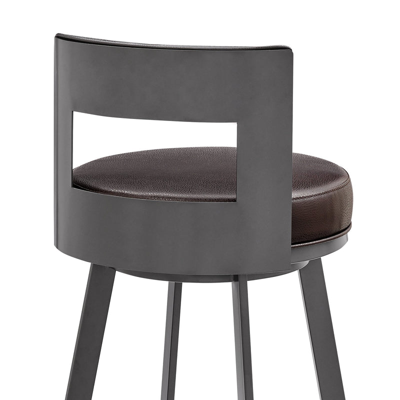 Flynn 26" Swivel Counter Stool in Brown Metal with Brown Faux Leather - Furniture City (CA)l