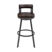 Flynn 30" Swivel Bar Stool in Brown Metal with Brown Faux Leather - Furniture City (CA)l