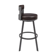 Flynn 30" Swivel Bar Stool in Brown Metal with Brown Faux Leather - Furniture City (CA)l