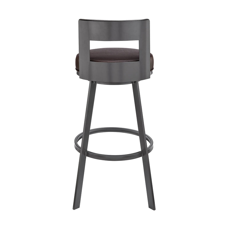 Flynn 30" Swivel Bar Stool in Brown Metal with Brown Faux Leather - Furniture City (CA)l