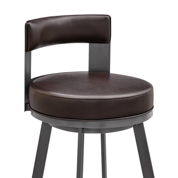 Flynn 30" Swivel Bar Stool in Brown Metal with Brown Faux Leather