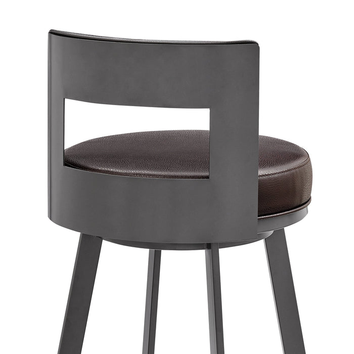 Flynn 30" Swivel Bar Stool in Brown Metal with Brown Faux Leather