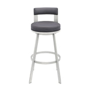 Flynn 26" Swivel Counter Stool in Silver Metal with Gray Faux Leather - Furniture City (CA)l