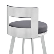 Flynn 26" Swivel Counter Stool in Silver Metal with Gray Faux Leather - Furniture City (CA)l