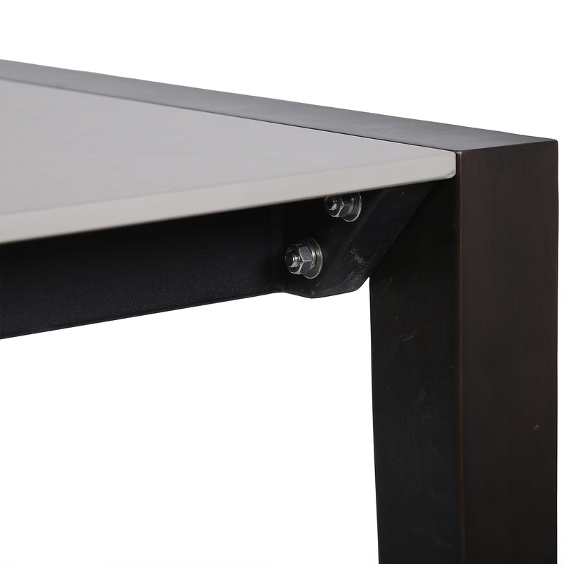 Fineline Indoor Outdoor 80" Rectangle Dining Table in Dark Eucalyptus Wood and Super Stone - Furniture City (CA)l