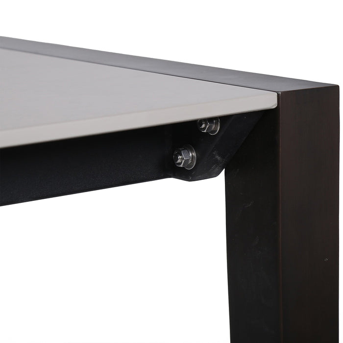 Fineline Indoor Outdoor 80" Rectangle Dining Table in Dark Eucalyptus Wood and Super Stone