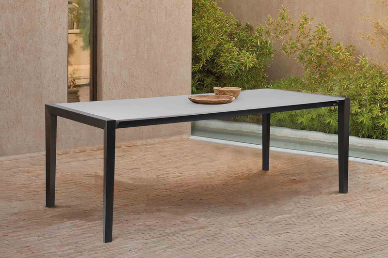 Fineline Indoor Outdoor 80" Rectangle Dining Table in Dark Eucalyptus Wood and Super Stone - Furniture City (CA)l