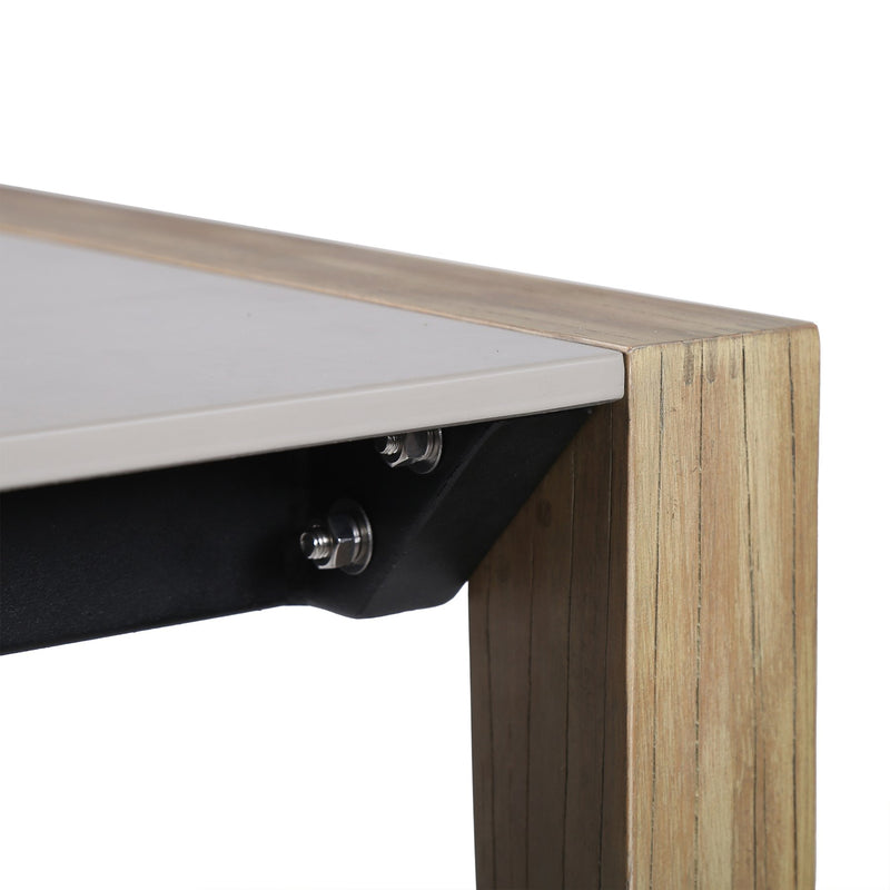 Fineline Indoor Outdoor 80" Rectangle Dining Table in Light Eucalyptus Wood and Super Stone - Furniture City (CA)l