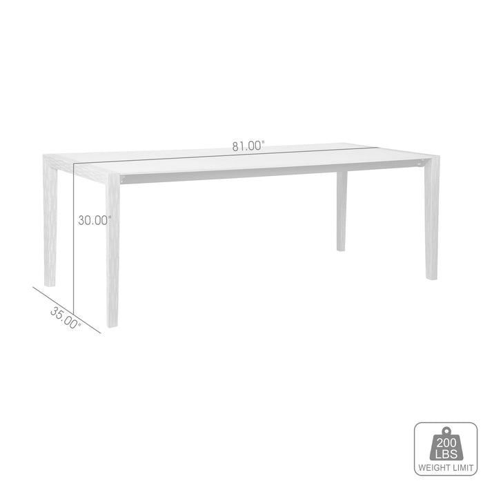 Fineline Indoor Outdoor 80" Rectangle Dining Table in Light Eucalyptus Wood and Super Stone