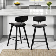Fox 25.5" Counter Height Black Faux Leather and Black Wood Mid-Century Modern Bar Stool - Furniture City (CA)l