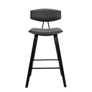 Fox 25.5" Counter Height Gray Faux Leather and Black Wood Mid-Century Modern Bar Stool - Furniture City (CA)l