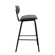 Fox 25.5" Counter Height Gray Faux Leather and Black Wood Mid-Century Modern Bar Stool - Furniture City (CA)l
