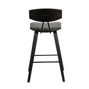 Fox 25.5" Counter Height Gray Faux Leather and Black Wood Mid-Century Modern Bar Stool - Furniture City (CA)l