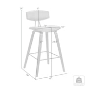 Fox 28.5" Bar Height Gray Faux Leather and Black Wood Mid-Century Modern Bar Stool - Furniture City (CA)l