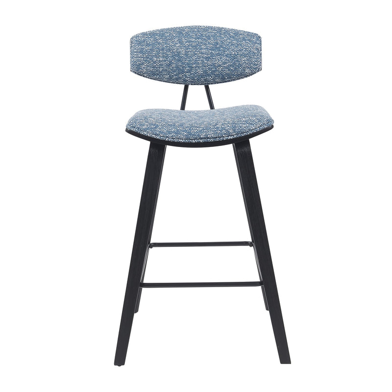 Fox Modern Swivel Counter Height Bar Stool with Speckled Blue Upholstered Seat and Black Brushed Wood Frame - Furniture City (CA)l