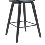 Fox Modern Swivel Counter Height Bar Stool with Speckled Blue Upholstered Seat and Black Brushed Wood Frame - Furniture City (CA)l