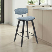 Fox Modern Swivel Counter Height Bar Stool with Speckled Blue Upholstered Seat and Black Brushed Wood Frame - Furniture City (CA)l