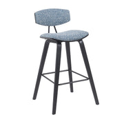 Fox Modern Swivel Bar Height Stool with Speckled Blue Upholstered Seat and Black Brushed Wood Frame - Furniture City (CA)l