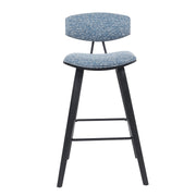 Fox Modern Swivel Bar Height Stool with Speckled Blue Upholstered Seat and Black Brushed Wood Frame - Furniture City (CA)l