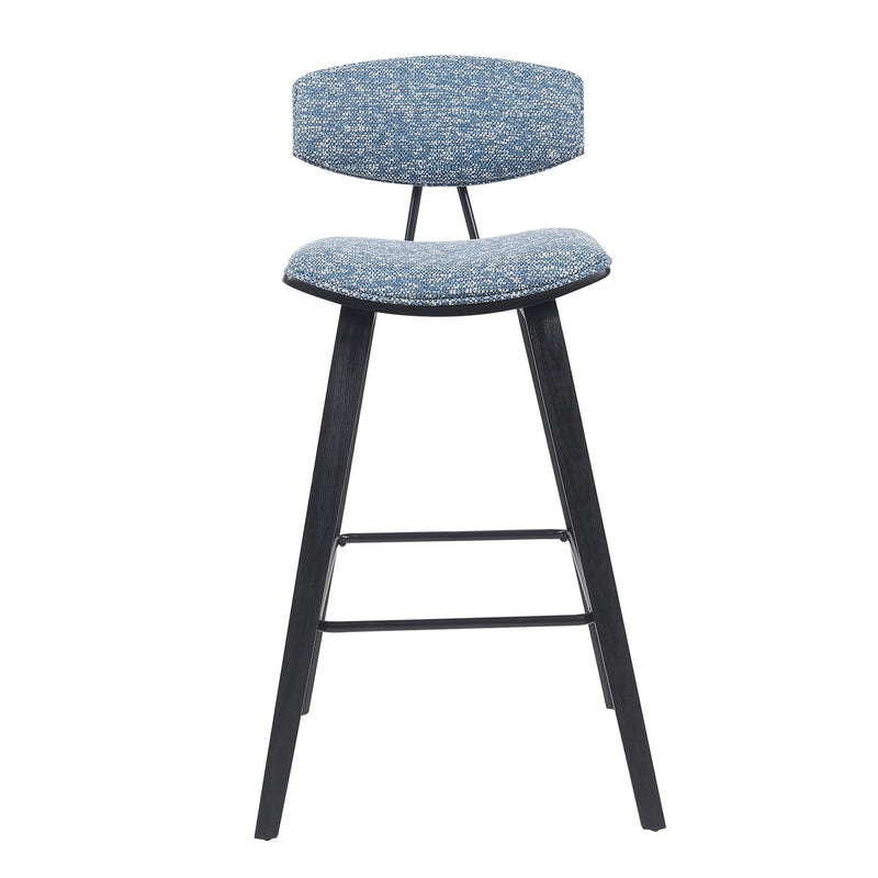 Fox Modern Swivel Bar Height Stool with Speckled Blue Upholstered Seat and Black Brushed Wood Frame - Furniture City (CA)l