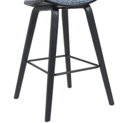 Fox Modern Swivel Bar Height Stool with Speckled Blue Upholstered Seat and Black Brushed Wood Frame - Furniture City (CA)l