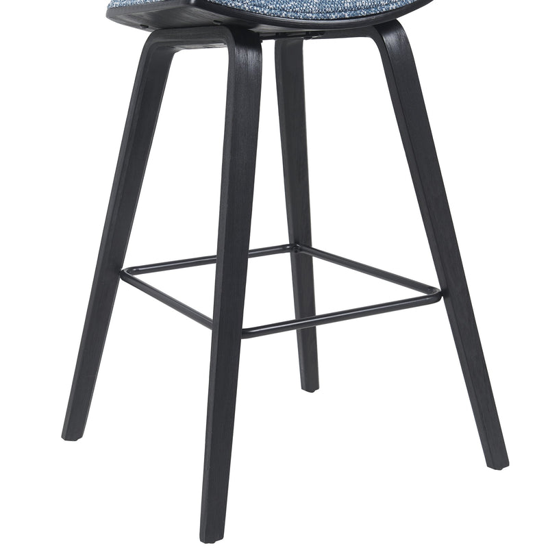 Fox Modern Swivel Bar Height Stool with Speckled Blue Upholstered Seat and Black Brushed Wood Frame - Furniture City (CA)l
