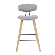 Fox Modern Swivel Bar Height Stool with Grey Upholstered Seat and Patterned Oak Wood Frame - Furniture City (CA)l