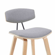 Fox Modern Swivel Bar Height Stool with Grey Upholstered Seat and Patterned Oak Wood Frame - Furniture City (CA)l